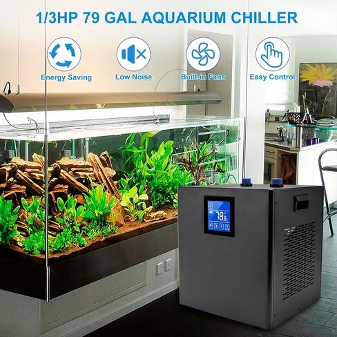 79 Gallon Aquarium Chiller, 1/3 HP Active Aqua Chiller for Axolotl, Fish Tank Chiller, Hydroponic Cooling System, Aquarium Cooler with LED Display, Pipe, Water Pump, Remote Control in Kuwait