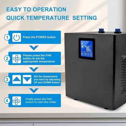 79 Gallon Aquarium Chiller, 1/3 HP Active Aqua Chiller for Axolotl, Fish Tank Chiller, Hydroponic Cooling System, Aquarium Cooler with LED Display, Pipe, Water Pump, Remote Control in Kuwait