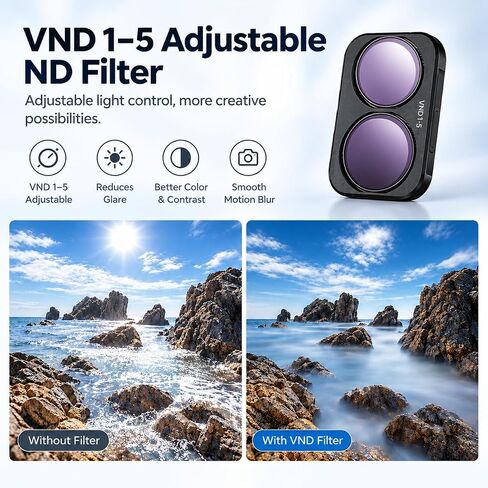 Filter Kit Compatible with DJI Pocket4 Pro VND1-5 CPL Black Mist 1/4 Lens Filters Set, Quick Release Metal Frame for Cinematic Video, Vlogging & Travel Filming in Saudi Arabia