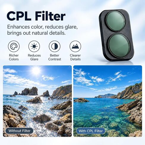 Filter Kit Compatible with DJI Pocket4 Pro VND1-5 CPL Black Mist 1/4 Lens Filters Set, Quick Release Metal Frame for Cinematic Video, Vlogging & Travel Filming in Saudi Arabia