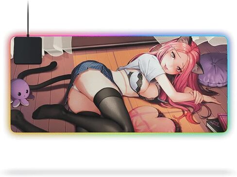 Ghost P1 Belle Edition - XL Mouse Mat - Gaming Mouse Pad with Stitched Edges - RGB XL Mouse Pad with Micro-Weave Cloth - Gaming Mouse Mat – 10Watt Qi Wireless Charger - 36x16 inches in Saudi Arabia