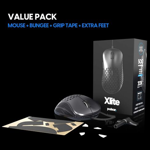 Pulsar Gaming Gears Xlite Ergonomic Gaming Mouse, Black with Bungee in Saudi Arabia