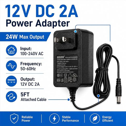 12V 2A DC Power Adapter (24W) | Universal AC Power Supply for WiFi Routers, Security Cameras, DVRs & LED Lights 5 Pack in Saudi Arabia