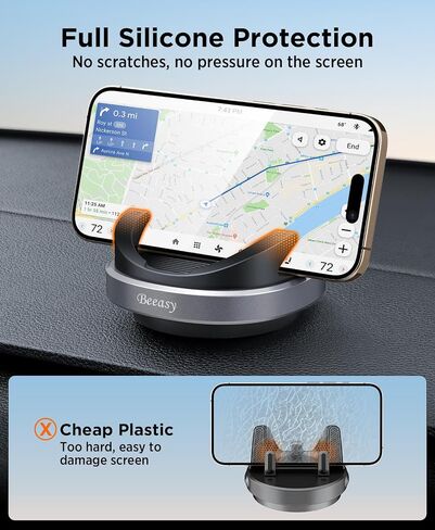 Beeasy Car Phone Holder Mount, 360° Rotation Dashboard Phone Holder, Washable Nano Gel & Silicone Anti-Slip Car Mount for iPhone 17/16/15/14, Samsung, Google Pixel, All Smartphones & GPS in Saudi Arabia