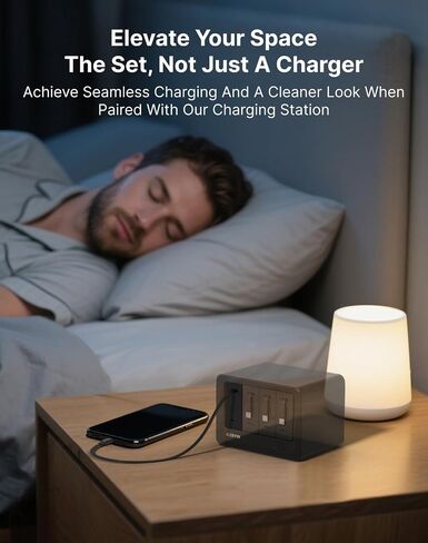 Gitryin 1 Micro USB, 1 Lightning, 2 Type-C Retractable Wall Chargers with 1 USB A Port and 1 Power Strip, 12-in-1 Modular Charging Station in Kuwait