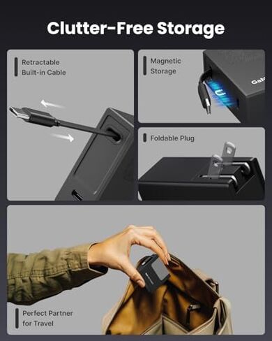 Gitryin 1 Micro USB, 1 Lightning, 2 Type-C Retractable Wall Chargers with 1 USB A Port and 1 Power Strip, 12-in-1 Modular Charging Station in Kuwait
