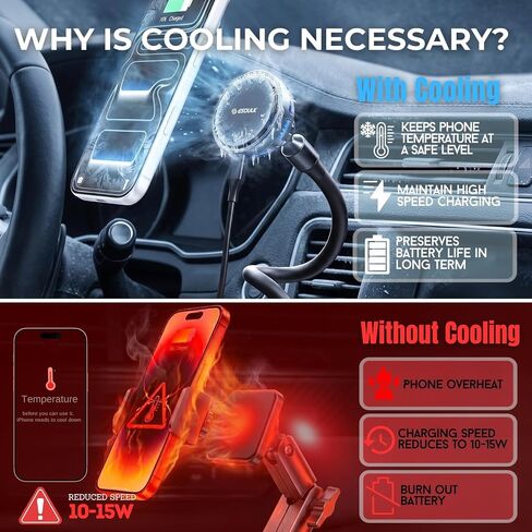 Qi2 25W Cooling Wireless Charger 15 Inch Cup Holder Phone Mount in Kuwait