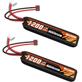 بطارية Hilldow 2S Airsoft 1200mAh 20C 7.4V بطارية Airsoft قابلة للشحن بطارية RC عالية التفريغ مع قابس TMY صغير لبنادق Airsoft in Kuwait