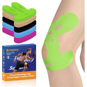 KTQUICK Precut Kinesiology Tape for Knees,24 Ct,20% Stronger Adhesive,Black in Kuwait