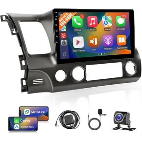 Leadfan Car Stereo Radio Support Wireless CarPlay & Android Auto لهوندا سيفيك 2006 2007 2008 2009 2010 2011، شاشة لمس 10.1 بوصة بلوتوث ستيريو للسيارة مع نظام تحديد المواقع العالمي (GPS) وكاميرا احتياطية واي فاي in Kuwait