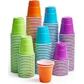 Lilymicky 600 Count 2 oz Plastic Shot Glasses, Mini Disposable Shot Cups, 2 oz Assorted Color Shot Cups for Parties, Shooting Games in Saudi Arabia