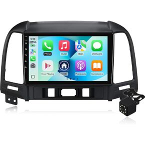4+64G Android 14 Double Din Car Radio Stereo for Hyundai Santa Fe 2006-2012 with 9" Touchscreen Radio Built-in Wireless Carplay/Android Auto/GPS/Bluetooth/FM/AUX-in/SWC/Camera in Saudi Arabia