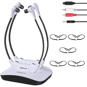 SIMOLIO Digital 2.4G Dual Wireless TV Headsets with Spare Battery, Eartips and Additional Ear Hooks, TV Hearing Device for Hard of Hearing in Kuwait
