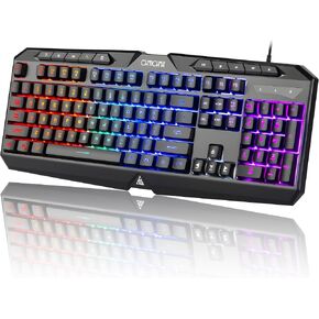 Light Up Gaming Keyboard Wired for PC PS5 Computer, USB Plug & Play, Quiet in Saudi Arabia