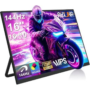 Portable Monitor 16" 144Hz 1920x1200P 133% sRGB 16:10 FHD HDR Mini HDMI USBC Gaming Monitor Supports VRR with FreeSync, Speakers, VESA, External Second Screen for Laptop, PS,Mac, Xbox,Switch2 in Saudi Arabia