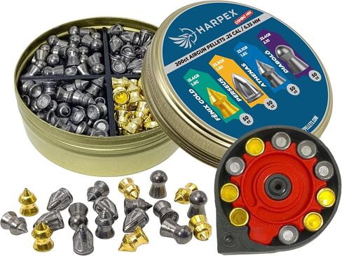 مزيج كومبو من حبيبات Harpex .25 Cal Airgun - 4 أنماط في علبة واحدة، Fenix ​​Gold، Athenas، Perseus، Diabolo - مصمم لتحقيق أقصى قدر من التأثير والاختراق العميق - 200 قطعة in Kuwait