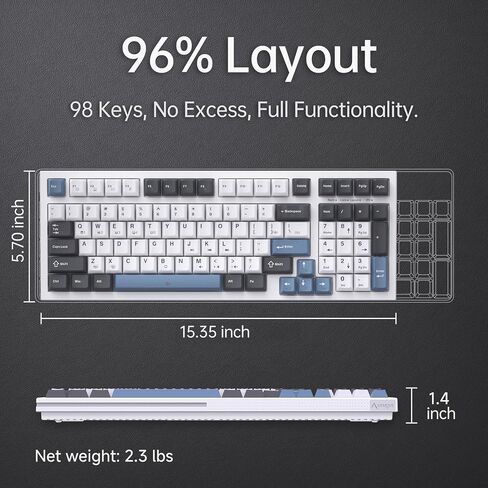 KEMOVE K98SE Mechanical Gaming Keyboard, 98 Keys LED Backlit Programmable, 96% Wired Computer Keyboard with Double Sound Dampening Foam, Pre-lubed Brown Switch in Saudi Arabia