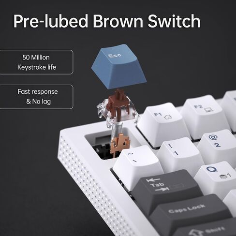 KEMOVE K98SE Mechanical Gaming Keyboard, 98 Keys LED Backlit Programmable, 96% Wired Computer Keyboard with Double Sound Dampening Foam, Pre-lubed Brown Switch in Saudi Arabia