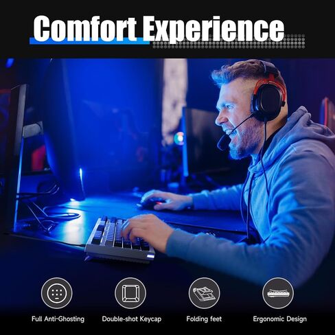 KEMOVE K98SE Mechanical Gaming Keyboard, 98 Keys LED Backlit Programmable, 96% Wired Computer Keyboard with Double Sound Dampening Foam, Pre-lubed Brown Switch in Saudi Arabia