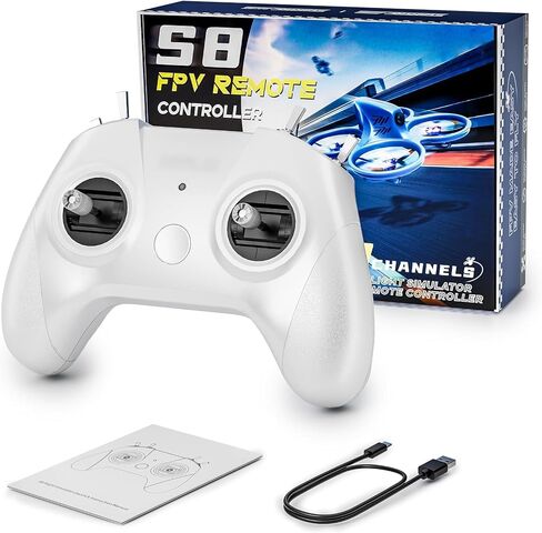 وحدة تحكم FLYDrone S8 FPV Simulator لأجهزة الكمبيوتر التي تعمل بنظام Windows، عصا التحكم USB-C لمحاكاة الطيران بدون طيار، وضع 8 قنوات 2 RC للتدريب عن بعد مع صمام خانق غير مركزي للإقلاع/DRL/غير متحطم (أبيض) in Kuwait