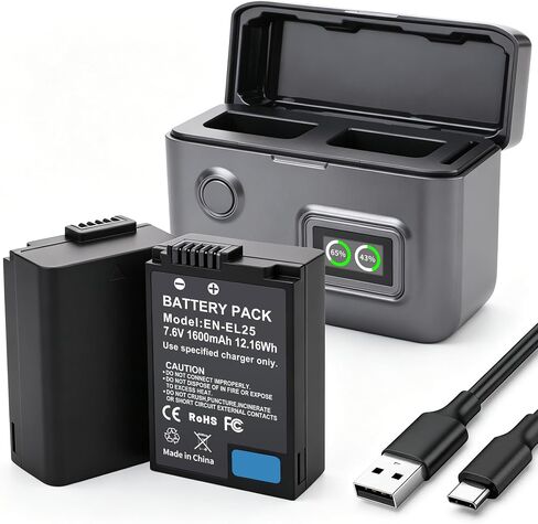 2-Pack EN-EL25 EN-EL25a Battery, Dual-Slot LCD Charger for Nikon Z30, Z50 in Saudi Arabia