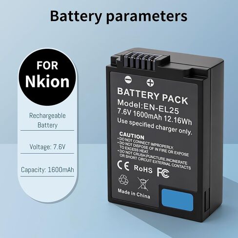 2-Pack EN-EL25 EN-EL25a Battery, Dual-Slot LCD Charger for Nikon Z30, Z50 in Saudi Arabia