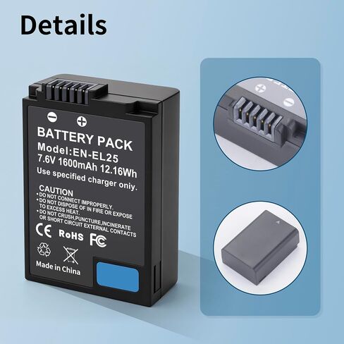 2-Pack EN-EL25 EN-EL25a Battery, Dual-Slot LCD Charger for Nikon Z30, Z50 in Saudi Arabia