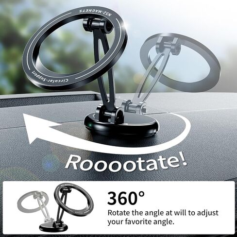 Magnetic Phone Holder for Car, Adhesive Magnetic Car Mount for Dashboard, 360° Rotation Compatible with Devices for iPhone 17-12, Hands-Free Car Accessories in Kuwait