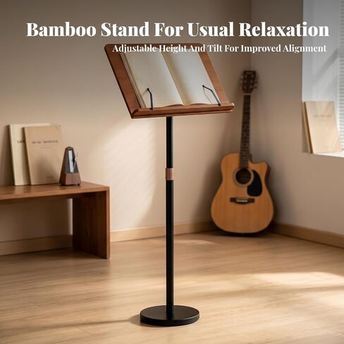Bamboo Book Stand with Page Clips Laptop Stand, Versatile, for Home workplaces, Readers, Instrumentalists in Saudi Arabia