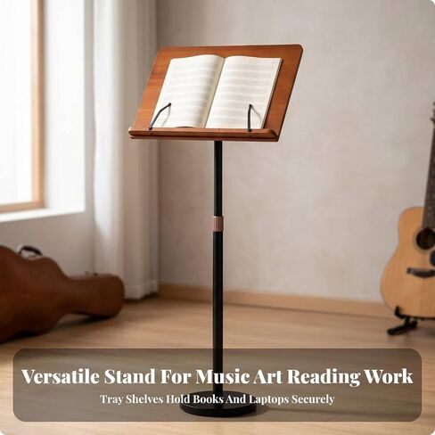 Bamboo Book Stand with Page Clips Laptop Stand, Versatile, for Home workplaces, Readers, Instrumentalists in Saudi Arabia