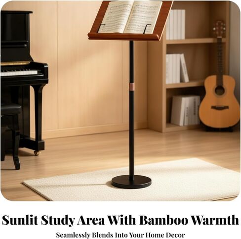 Bamboo Book Stand with Page Clips Laptop Stand, Versatile, for Home workplaces, Readers, Instrumentalists in Saudi Arabia