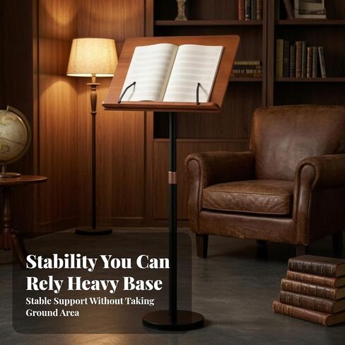 Bamboo Book Stand with Page Clips Laptop Stand, Versatile, for Home workplaces, Readers, Instrumentalists in Saudi Arabia