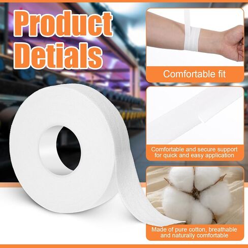 0.6'' x 32.8 feet Athletic Tape for Fingers Toes Hands 2 Rolls Finger Tape Sweat-Proof Sports Cotton Tapes for Rock Climbing Volleyball Tapes Football (White) in Saudi Arabia
