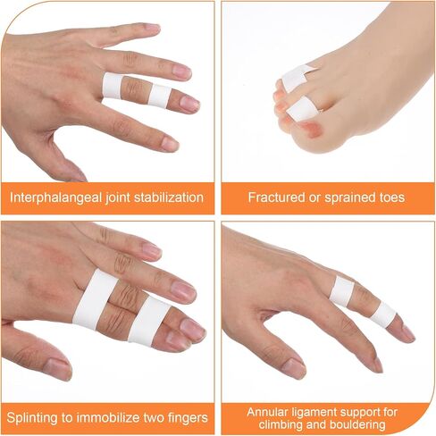 0.6'' x 32.8 feet Athletic Tape for Fingers Toes Hands 2 Rolls Finger Tape Sweat-Proof Sports Cotton Tapes for Rock Climbing Volleyball Tapes Football (White) in Saudi Arabia