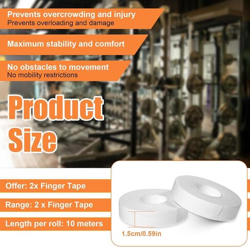 0.6'' x 32.8 feet Athletic Tape for Fingers Toes Hands 2 Rolls Finger Tape Sweat-Proof Sports Cotton Tapes for Rock Climbing Volleyball Tapes Football (White) in Saudi Arabia