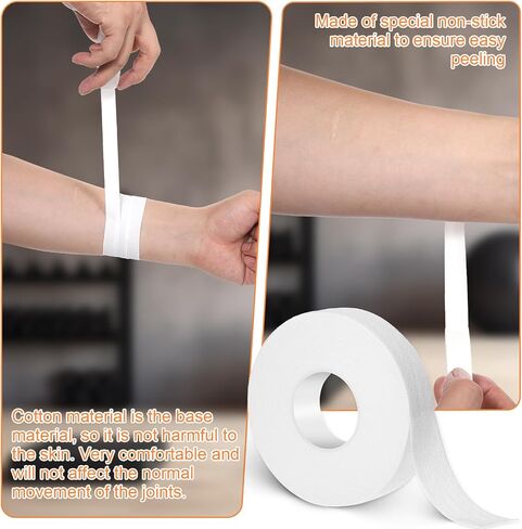 0.6'' x 32.8 feet Athletic Tape for Fingers Toes Hands 2 Rolls Finger Tape Sweat-Proof Sports Cotton Tapes for Rock Climbing Volleyball Tapes Football (White) in Saudi Arabia