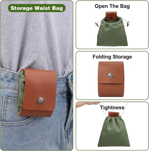 6 Pack Waxed Canvas Foraging Bag, Foldable Mushroom Hunting Pouch with Belt Loop, Water-Resistant Harvest Basket for Camping, Hiking, Berry Picking & Tool Storage (4 Colors) in Saudi Arabia
