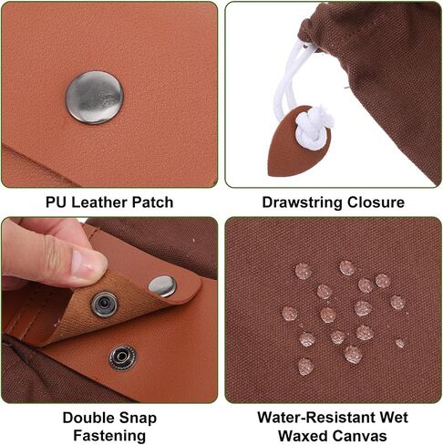 6 Pack Waxed Canvas Foraging Bag, Foldable Mushroom Hunting Pouch with Belt Loop, Water-Resistant Harvest Basket for Camping, Hiking, Berry Picking & Tool Storage (4 Colors) in Saudi Arabia