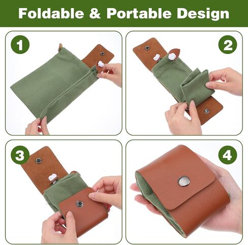 6 Pack Waxed Canvas Foraging Bag, Foldable Mushroom Hunting Pouch with Belt Loop, Water-Resistant Harvest Basket for Camping, Hiking, Berry Picking & Tool Storage (4 Colors) in Saudi Arabia