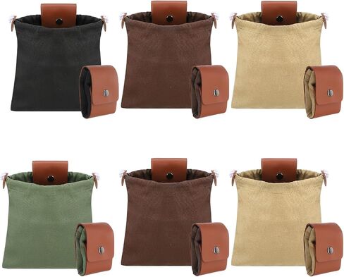 6 Pack Waxed Canvas Foraging Bag, Foldable Mushroom Hunting Pouch with Belt Loop, Water-Resistant Harvest Basket for Camping, Hiking, Berry Picking & Tool Storage (4 Colors) in Saudi Arabia