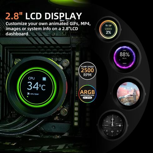 SAMA SM360 PRO 360mm ARGB Liquid CPU Cooler with 2.8" LCD Display in Kuwait
