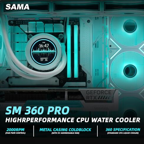SAMA SM360 PRO 360mm ARGB Liquid CPU Cooler with 2.8" LCD Display in Kuwait