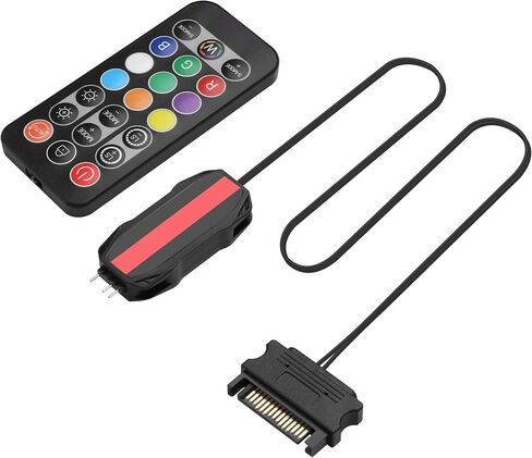 ARGB LED Controller with IR Remote, SATA Powered, 5V 3-Pin, 50cm Cable, Black Mini PC Lighting Controller in Kuwait