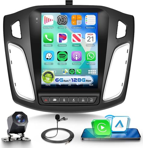 4G+64G Radio for Ford Focus 2012-2018 Car Stereo with Wireless Carplay Android Auto,Bluetooth5.0/32EQ 9.7 inch IPS Touch Screen Android 15 FM/RDS GPS WiFi AHD Backup Camera in Saudi Arabia