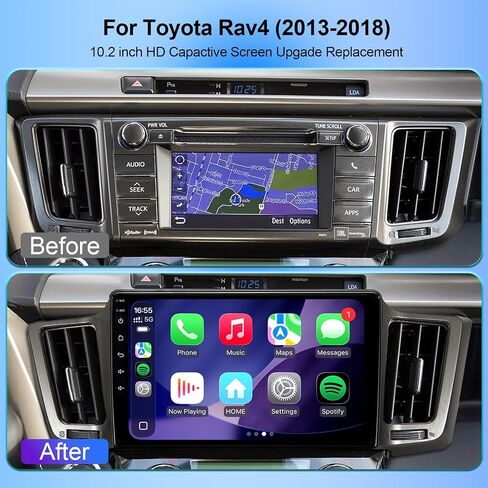 10.2'' 64GB Car Radio Stereo for Toyota RAV4 2013-2018, Upgrade Plug and Play Android 13 Head Unit with Wireless Carplay/Android Auto/1080P Backup Camera/AM FM Radio in Saudi Arabia