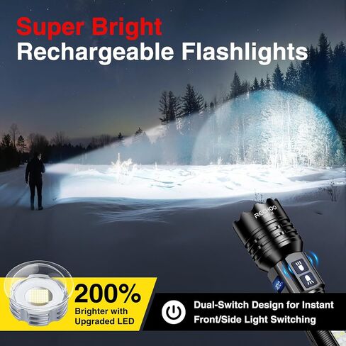 RECHOO Rechargeable Flashlights High Lumen with LCD Display 2 Pack in Saudi Arabia