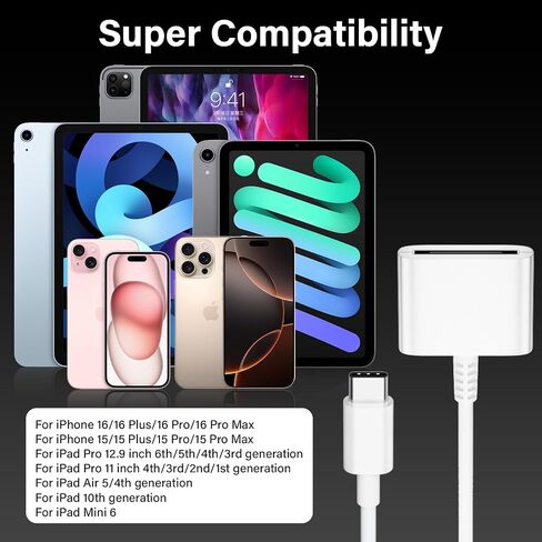 USB C to 30 Pin Female Adapter for iPhone 16, Apple MFi Certified No Audio Type C Male to 30-Pin Female Charging and Data Transfer Converter Compatible with iPhone 16 15 Pro Max 16 15 Plus, New iPad in Saudi Arabia