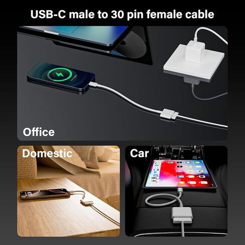 USB C to 30 Pin Female Adapter for iPhone 16, Apple MFi Certified No Audio Type C Male to 30-Pin Female Charging and Data Transfer Converter Compatible with iPhone 16 15 Pro Max 16 15 Plus, New iPad in Saudi Arabia