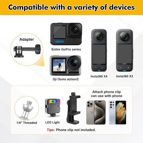 Magnetic Camera Mount fit for GoPro Hero 13/12/11/10/9/8/7/6,Insta360 X4/X3/Ace/Ace Pro,DJI Action5/4/3/2,Akaso,Strong Magnetic Car Camera Mount with 360° Rotation Cam Stand Base in Kuwait