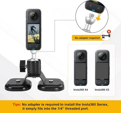 Magnetic Camera Mount fit for GoPro Hero 13/12/11/10/9/8/7/6,Insta360 X4/X3/Ace/Ace Pro,DJI Action5/4/3/2,Akaso,Strong Magnetic Car Camera Mount with 360° Rotation Cam Stand Base in Kuwait